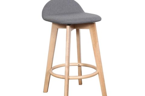 low back, upholstered, timber leg stool