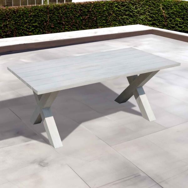 Aluminium outdoor dining table in white