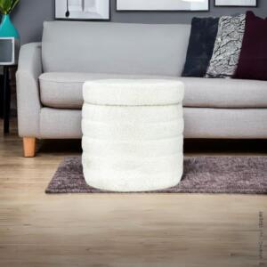 Storage ottoman in upholstered in White Boucle Fabric