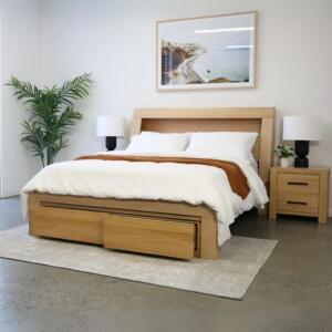 Messmate Timber Bed with Storage Bedhead Led Lights and USB Charging