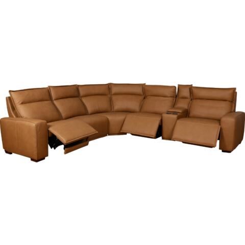 Hartford 6 Piece Corner Power Reclining Modular in Premium Leather
