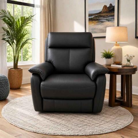 Hunter Recliner - Black Leather