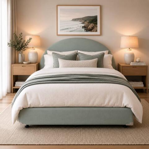 Luna Queen Bed- Mint