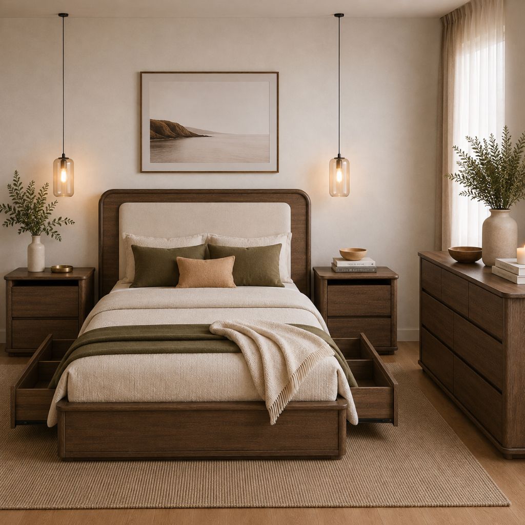 Anglesea Bedroom Suite - Storage With Dresser - Light French