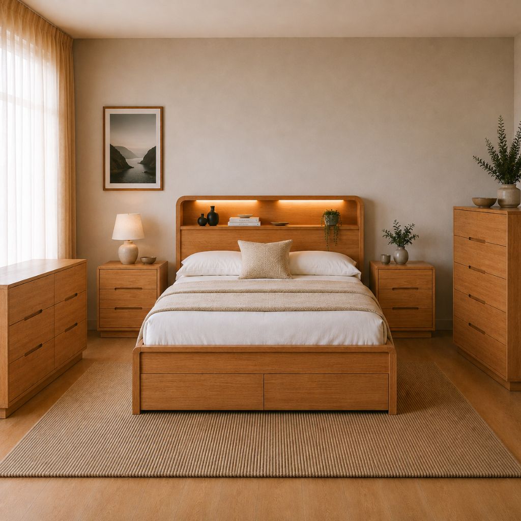 Jade Bedroom Suite Full - 3 Drawer Bedsides