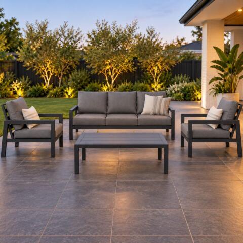 Matzo 4pce 3 Seater Suite - Gunmetal